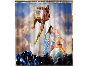 Macho Man Randy Savage Jesus.png Design Polyester Fabric Bath Shower Curtain 180x180 CM Macho Man Randy Savage Jesus.png Design Polyester Fabric Bath Shower Curtain 180x180 CM