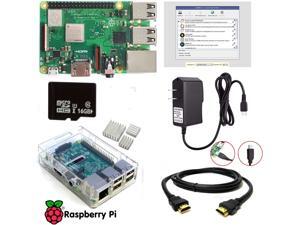 SaharaMicro- Raspberry Pi 3 B+ Complete Starter Kit Including Latest Pi 3 Model B+ Board, 16GB Micro SD Card Preloaded Noobs, 5V 2.5A Power Supply, Clear Case, HDMI Cable, 3pc Heatsinks SaharaMicro- Raspberry Pi 3 B+ Complete Starter Kit Including Latest Pi 3 Model B+ Board, 16GB Micro SD Card Preloaded Noobs, 5V 2.5A Power Supply, Clear Case, HDMI Cable, 3pc Heatsinks