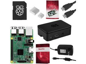 NEEGO Raspberry Pi 3 Complete Starter Kit, Black, 16GB Edition - Pi3 Model B Barebones Computer Motherboard 64bit Quad-Core CPU 1GB RAM, Black Pi3 Case, 2.5A Power Supply, 6FT HDMI Cable, 2 Heat Sink NEEGO Raspberry Pi 3 Complete Starter Kit, Black, 16GB Edition - Pi3 Model B Barebones Computer Motherboard 64bit Quad-Core CPU 1GB RAM, Black Pi3 Case, 2.5A Power Supply, 6FT HDMI Cable, 2 Heat Sink