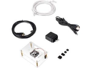 HSU Acrylic Case with Cooling Fan Heat Sinks USB-C Power Supply HDMI Cable Cat6 Cable for Raspberry Pi 4 Model B HSU Acrylic Case with Cooling Fan Heat Sinks USB-C Power Supply HDMI Cable Cat6 Cable for Raspberry Pi 4 Model B