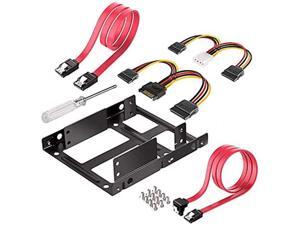 JUNHOM 2X 2.5 to 3.5 Inch Internal SSD Hard Disk Drive Mounting Kit Bracket(with SATA Data Cables and Power Cables) JUNHOM 2X 2.5 to 3.5 Inch Internal SSD Hard Disk Drive Mounting Kit Bracket(with SATA Data Cables and Power Cables)
