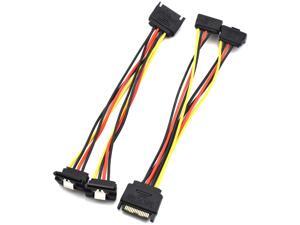 SDTC Tech 15 Pin SATA Power Splitter Adapter Cable Male to Dual Female 90-Degree Angle with Locking Latch Power Extension Cable (Copper/20cm) - 2 Pack SDTC Tech 15 Pin SATA Power Splitter Adapter Cable Male to Dual Female 90-Degree Angle with Locking Latch Power Extension Cable (Copper/20cm) - 2 Pack