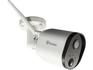Swann Outdoor Home Security IP Camera, 1080p Wifi Surveillance Cam, IP66 Weatherproof Rating, Night Vision, Heat & Motion Sensor, Wi-Fi Alexa + Google, SWWHD-OUTCAM, White