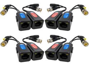 FocusHD 4 Pair Passive Video Balun 1080P-5MP BNC to RJ45 Adapter with Power Upgraded with Ground Loop Isolated Security Camera Network Transceiver Cat5e/Cat6 Cable to BNC Connectors -8Pack FocusHD 4 Pair Passive Video Balun 1080P-5MP BNC to RJ45 Adapter with Power Upgraded with Ground Loop Isolated Security Camera Network Transceiver Cat5e/Cat6 Cable to BNC Connectors -8Pack