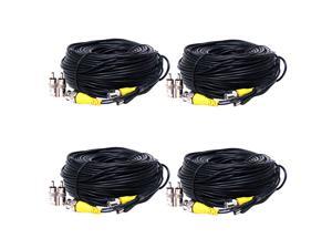 VideoSecu 4 Pack 150ft Video Power Extension Cable Wire Cord with BNC RCA Adapters for CCTV Security Camera DVR System Surveillance 1OA