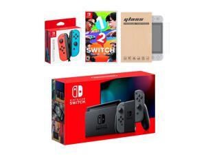 Nintendo Switch Gray Joy-Con Console Bundle with an Extra Pair of Neon Red/Blue Joy-Con, 1-2 Switch, and Tempered Glass Screen Protector Nintendo Switch Gray Joy-Con Console Bundle with an Extra Pair of Neon Red/Blue Joy-Con, 1-2 Switch, and Tempered Glass Screen Protector