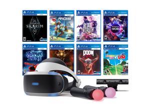 PlayStation VR 11-In-1 Deluxe 8 Games Bundle: VR Headset, Camera, Move Motion Controllers, Skyrim, VR Worlds, DOOM VFR, Battlezone, RIGS, Until Dawn, Blood & Truth, Everybody's Golf