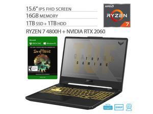ASUS TUF VR Ready Gaming Laptop, 15.6" IPS FHD, AMD Ryzen 7-4800H Octa-Core up to 4.20 GHz, NVIDIA RTX 2060, 16GB RAM, 1TB SSD+1TB HDD, RGB Backlit KB, RJ-45 Ethernet, Sea of Thieves, Win 10 ASUS TUF VR Ready Gaming Laptop, 15.6" IPS FHD, AMD Ryzen 7-4800H Octa-Core up to 4.20 GHz, NVIDIA RTX 2060, 16GB RAM, 1TB SSD+1TB HDD, RGB Backlit KB, RJ-45 Ethernet, Sea of Thieves, Win 10