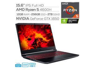 Acer Nitro 5 Gaming Laptop, 15.6" IPS FHD, AMD Ryzen 5 4600H (beat i7-9750H), NVIDIA GTX 1650, 6 Cores up to 4.00 GHz, 12GB RAM, 256GB SSD+2TB SSHD, Backlit, RJ-45, Wi-Fi 6, USB-C, Win 10 Acer Nitro 5 Gaming Laptop, 15.6" IPS FHD, AMD Ryzen 5 4600H (beat i7-9750H), NVIDIA GTX 1650, 6 Cores up to 4.00 GHz, 12GB RAM, 256GB SSD+2TB SSHD, Backlit, RJ-45, Wi-Fi 6, USB-C, Win 10