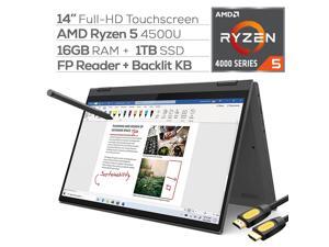 Lenovo Flex 5 2-in-1 Touchscreen Laptop 14" FHD AMD Ryzen 5-4500U 4.0 GHz 16GB DDR4 RAM 1TB SSD FP Reader Backlit KB Type-C HDMI WiFi Webcam Digital Pen Mytrix HDMI Cable Win 10 Lenovo Flex 5 2-in-1 Touchscreen Laptop 14" FHD AMD Ryzen 5-4500U 4.0 GHz 16GB DDR4 RAM 1TB SSD FP Reader Backlit KB Type-C HDMI WiFi Webcam Digital Pen Mytrix HDMI Cable Win 10