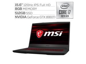 MSI GF65 120Hz 15.6" IPS FHD Thin Gaming Laptop, Core i7-10750H Hexa-Core up to 5.0 GHz, GTX 1660Ti 6GB GDDR6 VR Ready, 8GB RAM, 512GB SSD, Backlit KB, Ethernet, WiFi 6, Win 10 MSI GF65 120Hz 15.6" IPS FHD Thin Gaming Laptop, Core i7-10750H Hexa-Core up to 5.0 GHz, GTX 1660Ti 6GB GDDR6 VR Ready, 8GB RAM, 512GB SSD, Backlit KB, Ethernet, WiFi 6, Win 10