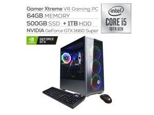CyberpowerPC Gamer Xtreme VR Gaming PC, Intel Core i5-10400F Six-Core up to 4.30 GHz, NVIDIA GeForce GTX 1660 Super 6GB GDDR6, 64GB RAM, 500GB SSD+1TB HDD, WiFi, Ethernet, RGB Fan, Win 10 CyberpowerPC Gamer Xtreme VR Gaming PC, Intel Core i5-10400F Six-Core up to 4.30 GHz, NVIDIA GeForce GTX 1660 Super 6GB GDDR6, 64GB RAM, 500GB SSD+1TB HDD, WiFi, Ethernet, RGB Fan, Win 10