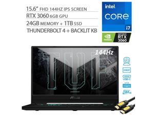 2021 ASUS TUF Dash F15 3060 Gaming Laptop, 144Hz FHD 15.6" 1080p, Intel Core i7-11370H, RTX 3060, 24GB RAM, 1TB SSD, Thunderbolt 4, Backlit KB, WiFi 6, Mytrix HDMI Cable, Win 10