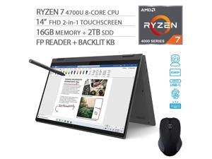 Lenovo Flex 5 2-in-1 Touchscreen Laptop, 14" FHD 1080p, AMD Ryzen 7 4700U 8-Core, 16GB 3200MHz RAM, 2TB SSD, FP Reader, Backlit KB, USB-C, Webcam, Pen, Mytrix Wireless Mouse, Win 10 Lenovo Flex 5 2-in-1 Touchscreen Laptop, 14" FHD 1080p, AMD Ryzen 7 4700U 8-Core, 16GB 3200MHz RAM, 2TB SSD, FP Reader, Backlit KB, USB-C, Webcam, Pen, Mytrix Wireless Mouse, Win 10