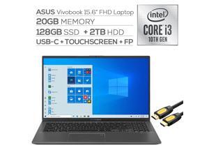ASUS VivoBook 15.6" FHD Touchscreen Laptop, 1080p NanoEdge, Inetl Core i3-1005G1 Dual-Core, 20GB RAM, 128GB SSD+2TB HDD, USB-C, FP Reader, WebCam, Mytrix HDMI Cable, Win 10 S ASUS VivoBook 15.6" FHD Touchscreen Laptop, 1080p NanoEdge, Inetl Core i3-1005G1 Dual-Core, 20GB RAM, 128GB SSD+2TB HDD, USB-C, FP Reader, WebCam, Mytrix HDMI Cable, Win 10 S