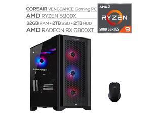 Corsair VENGEANCE Liquid Cool Desktop PC AMD Ryzen 9 5900X up to 4.80 GHz Radeon RX 6800 XT 16GB 32GB RAM 2TB SSD+2TB HDD USB-C WiFi 6 RJ-45 Ethernet Mytrix Wireless Mouse Win 10 Corsair VENGEANCE Liquid Cool Desktop PC AMD Ryzen 9 5900X up to 4.80 GHz Radeon RX 6800 XT 16GB 32GB RAM 2TB SSD+2TB HDD USB-C WiFi 6 RJ-45 Ethernet Mytrix Wireless Mouse Win 10