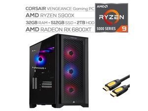Corsair VENGEANCE Liquid Cool Desktop PC AMD Ryzen 9 5900X up to 4.80 GHz Radeon RX 6800 XT 16GB 32GB RAM 512GB SSD+2TB HDD USB-C WiFi 6 RJ-45 Ethernet Mytrix HDMI Cable Win 10 Corsair VENGEANCE Liquid Cool Desktop PC AMD Ryzen 9 5900X up to 4.80 GHz Radeon RX 6800 XT 16GB 32GB RAM 512GB SSD+2TB HDD USB-C WiFi 6 RJ-45 Ethernet Mytrix HDMI Cable Win 10