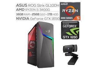 ROG Strix GL10DH Gaming Desktop, AMD Ryzen 5 3400G, GeForce GTX 1650 4GB, 16GB DDR4 RAM, 256GB SSD+1TB HDD, Wi-Fi, RJ-45 Ethernet, HDMI/DP/DVI, Mytrix Webcam, Win10 w/keyboard and mouse ROG Strix GL10DH Gaming Desktop, AMD Ryzen 5 3400G, GeForce GTX 1650 4GB, 16GB DDR4 RAM, 256GB SSD+1TB HDD, Wi-Fi, RJ-45 Ethernet, HDMI/DP/DVI, Mytrix Webcam, Win10 w/keyboard and mouse