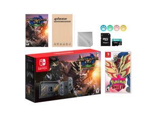 Nintendo Switch Monster Hunter Limited Console Set Plus Monster Hunter Rise Deluxe Edition, Bundle With Pokemon Shield And Mytrix Accessories