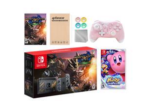 Nintendo Switch Monster Hunter Limited Console Set Plus Monster Hunter Rise Deluxe Edition, Bundle With Kirby Star Allies And Mytrix Wireless Switch Pro Controller and Accessories