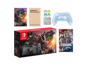 Nintendo Switch Monster Hunter Limited Console Set Plus Monster Hunter Rise Deluxe Edition, Bundle With Valkyria Chronicles 4 And Mytrix Wireless Pro Controller and Accessories
