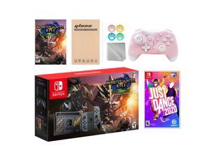 Nintendo Switch Monster Hunter Limited Console Set Plus Monster Hunter Rise Deluxe Edition, Bundle With Just Dance 2020 And Mytrix Wireless Switch Pro Controller and Accessories