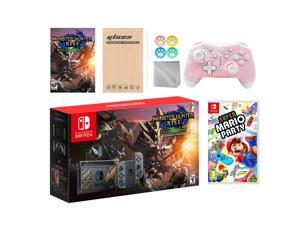 Nintendo Switch Monster Hunter Limited Console Set Plus Monster Hunter Rise Deluxe Edition, Bundle With Super Mario Party And Mytrix Wireless Pro Controller and Accessories