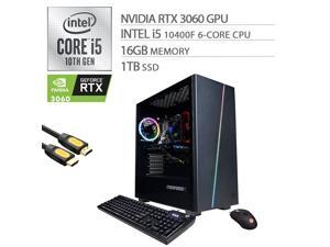 CyberpowerPC Gamer Xtreme VR Gaming Desktop PC, GeForce RTX 3060, Intel 6-Core i5-10400F, 16GB RAM, 1TB PCIe SSD, HDMI/DP/DVI, RJ-45, Wi-Fi 6, with RGB Keyboard and Mouse, Mytrix HDMI Cable, Win 10 CyberpowerPC Gamer Xtreme VR Gaming Desktop PC, GeForce RTX 3060, Intel 6-Core i5-10400F, 16GB RAM, 1TB PCIe SSD, HDMI/DP/DVI, RJ-45, Wi-Fi 6, with RGB Keyboard and Mouse, Mytrix HDMI Cable, Win 10