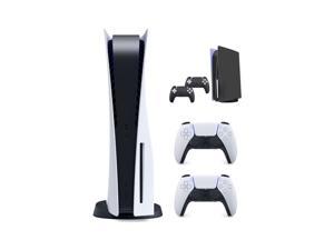 PlayStation New 825GB SSD Console Disc Drive Version with Wireless Controller and Mytrix Black Full Body Skins for PS-5 Disc Version Console and Two Controllers