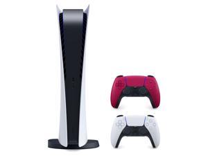 2021 New Play Station Digital Version Console with 2 Wireless Controllers - White & Cosmic Red