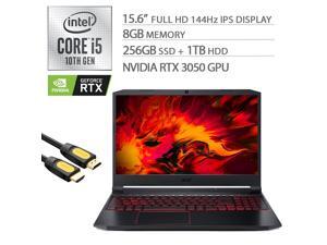 Acer Nitro 5 Gaming Laptop, 15.6" FHD 144Hz IPS Display, NVIDIA GeForce RTX 3050, Intel Core i5-10300H, 8GB RAM, 256GB NVMe SSD+1TB HDD, USB-C/HDMI/RJ45, Wi-Fi 6, Mytrix HDMI 2.0 Cable, Win 10 Acer Nitro 5 Gaming Laptop, 15.6" FHD 144Hz IPS Display, NVIDIA GeForce RTX 3050, Intel Core i5-10300H, 8GB RAM, 256GB NVMe SSD+1TB HDD, USB-C/HDMI/RJ45, Wi-Fi 6, Mytrix HDMI 2.0 Cable, Win 10
