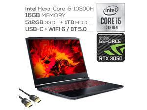 Acer Nitro 5 Gaming Laptop, 15.6" FHD 144Hz IPS Display, GeForce RTX 3050 Ti, Intel Core i5-10300H, 16GB RAM, 512GB SSD+1TB HDD, Wi-Fi 6, USB-C/HDMI/RJ45, Killer Ethernet, Mytrix HDMI 2.0 Cable Acer Nitro 5 Gaming Laptop, 15.6" FHD 144Hz IPS Display, GeForce RTX 3050 Ti, Intel Core i5-10300H, 16GB RAM, 512GB SSD+1TB HDD, Wi-Fi 6, USB-C/HDMI/RJ45, Killer Ethernet, Mytrix HDMI 2.0 Cable