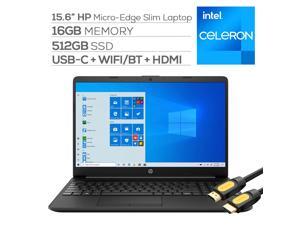 HP 15.6'' FHD Micro-Edge Slim Laptop, Intel Celeron N4020, 16GB DDR4 RAM, 512GB SSD, USB-C, HDMI, RJ-45, Wi-Fi, Webcam, Fast Charge, SD Reader, Mytrix HDMI Cable, Win 10 HP 15.6'' FHD Micro-Edge Slim Laptop, Intel Celeron N4020, 16GB DDR4 RAM, 512GB SSD, USB-C, HDMI, RJ-45, Wi-Fi, Webcam, Fast Charge, SD Reader, Mytrix HDMI Cable, Win 10
