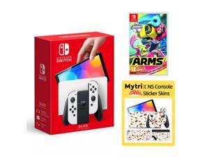 2022 New Nintendo Switch OLED Model White with Arms and Mytrix Full Body Skin Sticker for NS OLED Console Dock and Joycons  Sushi Set