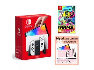 2022 New Nintendo Switch OLED Model White with Arms and Mytrix Full Body Skin Sticker for NS OLED Console Dock and Joycons  Sakura Pink