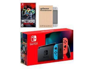 Nintendo Switch Gray Joy-Con Console Metroid Dread, with Mytrix Tempered Glass Screen Protector - Improved Battery Life Console