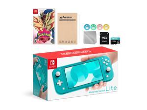 Nintendo Switch Lite Turquoise with Pokemon Shield Mytrix 128GB MicroSD Card and Accessories NS Game Disc Bundle Best Holiday Gift