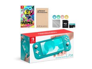 Nintendo Switch Lite Turquoise with Arms Mytrix 128GB MicroSD Card and Accessories NS Game Disc Bundle Best Holiday Gift