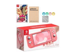 Nintendo Switch Lite Coral with Pokemon Shield and Mytrix Accessories NS Game Disc Bundle Best Holiday Gift