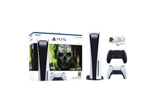 PlayStation 5 Disc Edition Call of Duty Modern Warfare II Bundle with Two Controllers White and Midnight Black DualSense and Mytrix Dual Controller Charger