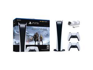 PlayStation 5 Digital Edition God of War Ragnarok Bundle with Two DualSense Controllers and Mytrix Dual Controller Charger