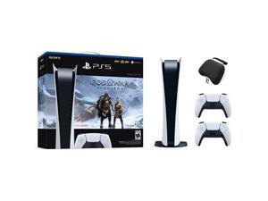 PlayStation 5 Digital Edition God of War Ragnarok Bundle with Two DualSense Controllers and Mytrix Hard Shell Protective Controller Case