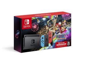 Nintendo Switch - Neon Blue/Neon Red Joy-Con + Mario Kart 8 Deluxe (Download) + 3month Nintendo Switch Online membership - Black/Neon Blue/Neon Red