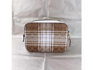 coach mini camera bag with buffalo plaid print