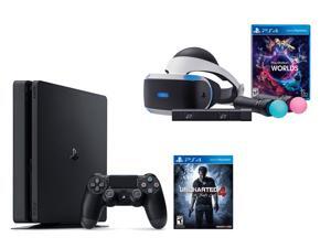 PlayStation VR Uncharted 4 Launch Bundle (6 Items): PS4 Slim 500GB Console, Playstation VR Headset, Playstation Camera, 2 Move Motion Controllers, PSVR Worlds Game Disc, and Uncharted 4 Game Disc PlayStation VR Uncharted 4 Launch Bundle (6 Items): PS4 Slim 500GB Console, Playstation VR Headset, Playstation Camera, 2 Move Motion Controllers, PSVR Worlds Game Disc, and Uncharted 4 Game Disc