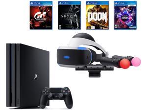 PlayStation 4 Pro Bundle (6 Items): VR Starter Bundle, PS4 Pro 1TB Console- Jet Black, 4 Game Discs: Gran Turismo Sport, Skyrim, Doom, and VR Worlds PlayStation 4 Pro Bundle (6 Items): VR Starter Bundle, PS4 Pro 1TB Console- Jet Black, 4 Game Discs: Gran Turismo Sport, Skyrim, Doom, and VR Worlds