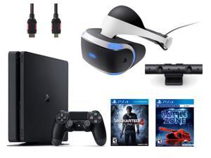 PlayStation VR Bundle (4 Items): PlayStation 4 Slim 500GB Console with Uncharted 4 Game, VR Headset, Playstation Camera, and PSVR Battlezone Game Disc