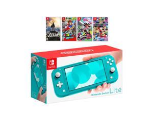New Nintendo Switch Lite Turquoise Console Bundle with 4 Games: The Legend  of Zelda: Breath of the Wild, Super Mario Odyssey, Super Mario Kart 8, and  
