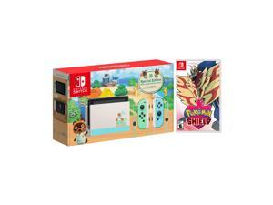 2020 New Nintendo Switch Animal Crossing New Horizons Edition Bundle with Pokémon Shield NS Game Disc  2020 New Limited Console