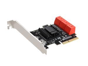 PCIe SATA iii Card, RIITOP 6 Port SATA 3.0 PCI-e Expansion Card Adapter Converter ASM1166 Chipset Support SATA 6G AHCI SPAN (Only support PCIe x4 or above)